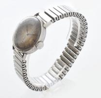 Longines férfi karóra, kézi felhúzós szerkezettel, jó állapotban, kissé korrodált számlappal fém szí...