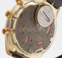 Swatch krnográfos kvarc karóra. műanyag tokkal, elemmel, működő, jó állapotban, bőr szíjjal d : 36 m...