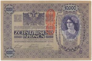 Ausztria 1918. 10.000K mindkét oldala német, függőleges, piros &quot;DEUTSCHÖSTERREICH&quot; felülbélyegzéssel T:F szép papír Austria 1918. 10.000 Kronen both sides German, with vertical, red &quot;DEUTSCHÖSTERREICH&quot; overprint C:F fine paper