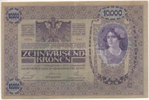 Ausztria 1918. 10.000K mindkét oldala német, függőleges, piros "DEUTSCHÖSTERREICH" felülbé...