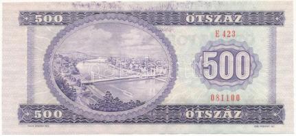 1980. 500Ft "E 423 081100" T:AU erősen hullámos papír, nyomdai festékfoltok
Hungary 1980....
