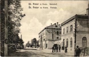 1917 Pivka, St. Petra na Krasu, San Pietro del Carso, St. Peter in Krain; Bahnhof / Postaja / railway station (EK)