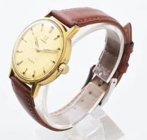 Omega Genéve cal 501 Férfi karóra, kézi felhúzós szerkezettel, acél tokkal, bőr szíjjal, hibátlan sz...