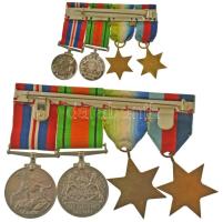 Nagy-Britannia ~1945. "1939-1945 Csillag" + "Atlanti Csillag" + "Védelmi ér...