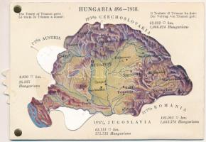 Hungaria 896-1918 - mechanikus térképes irredenta lap / Map of Hungary, Irredenta mechanical postcard. Published by the Hungarian Womens National Association. Fecit: Emich