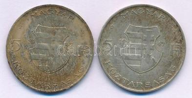 1947. 5Ft "Kossuth" Ag (2x) T:VF,F patina 
Adamo F8.1