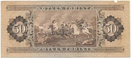 1951. 50Ft T:F,VG kis anyaghiány, de erős papír
Hungary 1951. 50 Forint C:F,VG small missing materi...