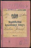 1909 Veszprém, népfölkelési igazolvány Huber József, a cs. és kir. 19. gyalogezred póttartalékosa részére