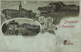 1898 Warsaw with Grand Theatre and Hotel de Ville litho (Rb)