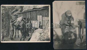 cca 1916 2 db I. világháborús osztrák sajtófotó, a hátoldalon jelzettek, kis sérülésekkel, 16x12 cm és 15x10 cm