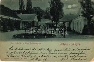 1898 (Vorläufer) Pöstyén, Pistyan, Piestany; Régi fürdő tér, fürdőkocsisok / Alter Badehausplatz / old baths, spa carriage, folklore. Stengel &amp; Co. (szakadt / tear)