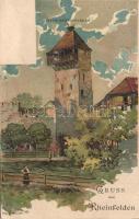 Rheinfelden, Strochennestthurm / Stork Nest Tower, litho
