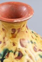 Retro csorgatott mázas váza, tűzhibával, pattanással, m: 23 cm