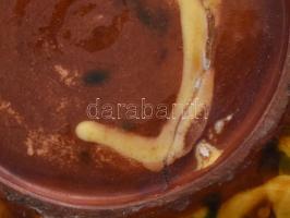 Retro csorgatott mázas váza, tűzhibával, pattanással, m: 23 cm