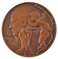 Franciaország 1928. &quot;A tanácsadó Ámor&quot; egyoldalas bronz emlékérem. Szign.: Maurice Delannoy (50mm) T:UNC kis patina France 1928. &quot;Cupid&#039;s Counsel (Conseils de l&#039;Amour)&quot; bronze commemorative medallion. Sign.: Maurice Delannoy (50mm) C:UNC small patina