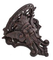 Ördögmaszkos öntöttvas fali posztamens pár, 23x19x15 cm