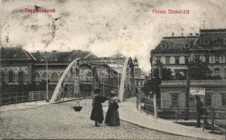 Nagybecskerek Franz Joseph bridge with finger-post to spa (EK)