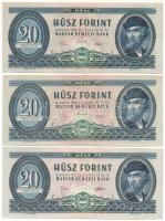 1969-1975. 20Ft (3db, 2xklf) T:UNC Hungary 1969-1975. 20 Forint (3pcs, 2xdiff) C:UNC