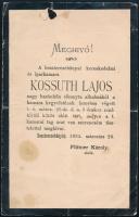 1894 Besztercebánya, A besztercebányai kereskedelmi és iparkamara meghívója Kossuth Lajos elhunyta alkalmából rendezett rendkívüli ülésre, sérüléssel