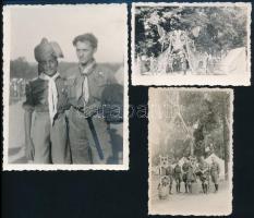 1933 Gödöllő, Jamboree, 3 db fotó, törésnyomokkal, 8×5,5 és 11×8,5 cm