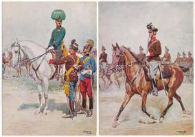 14 db modern osztrák katonai képeslap, egyenruhák / 14 modern Austrian and K.u.K. military postcards...