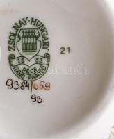 Zsolnay porcelán búzavirágmintás váza, kézzel festett, jelzett, hibátlan, m: 12 cm