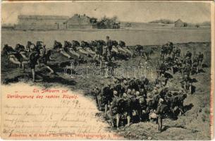 1899 (Vorläufer) Ein Schwarm zur Verlängerung des rechten Flügels / Austro-Hungarian K.u.K. military infantry field practice (EK)