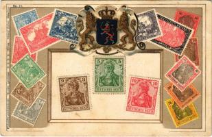 Deutsches Reich / Német bélyegek és címer / German stamps and coat of arms. Philatelie-Ansichtskarte Ottmar Zieher No. 12. Art Nouveau litho (fl)