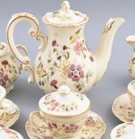 Zsolnay pillangó mintás csokoládés / kávés készlet. Jelzett, hibátlan, teljes, grátisz csészefedővel