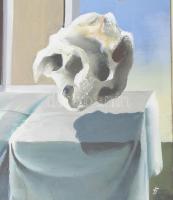 Farkas József (?-): Szürrealista kép. Tempera, karton. Jelezve jobbra lent. Üvegezett fakeretben. 28...