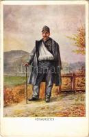 1915 Verwundeter / WWI Austro-Hungarian K.u.K. military art postcard, injured soldier. Offizielle Karte des Kriegshilfsbüros Invaliden-Hilfsaktion Nr. 21-4. artist signed (EK)