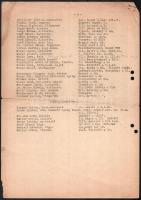 202/8. munkaszolgálatos század névsora, gépirat, hajtott, szakadással