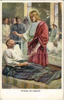 Christus im Lazarett. Offizielle Postkarte für das Rote Kreuz, Kriegsfürsorgeamt und Kriegshilfsbüro 152. / WWI Austro-Hungarian K.u.K. military art postcard, military hospital