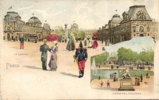 Paris Louvre and Tuileries Gardens litho