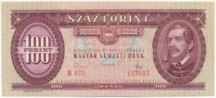 1968. 100Ft "B 075 157692" nyomdai festékfoltok T:UNC,AU Hungary 1968. 100 Forint "B 075 157692" printing ink spots C:UNC,AU Adamo F32