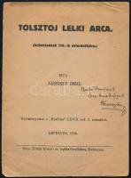 Jánossy Imre: Tolsztoj lelki arca. . Debrecen, 1938. Beke Zoltán. DEDIKÁLT különnyomat 16p. Kiadói papírborítóval