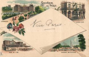 1899 Paris with Gare de l´Est and Tuileries Gardens litho