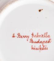 Sz. Berry Gabriella kézifestett tálka, kopással, d: 13,5 cm