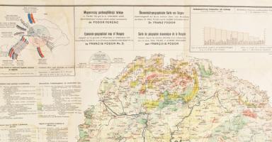 1913 Magyarország gazdaságföldrajzi térképe, szerk.: dr Fodor Ferenc, kiadja: Magyar Földrajzi Intéz...