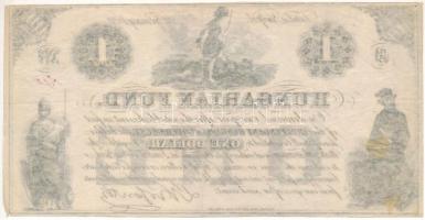 1852. 1$ "B" "Kossuth bankó" piros "13926" sorszámmal T:F tűlyukak
Hu...