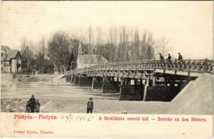 1908 Pöstyén, Piestany; A fürdőkhöz vezető híd. Lampl Gyula kiadása / bridge to the spa