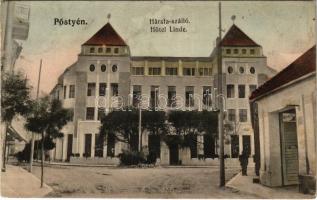 1914 Pöstyén, Pistyan, Piestany; Hársfa szálló, Stern M. üzlete. Kohn Bernát kiadása / Hotel Linde, shop (gyűrődések / creases)