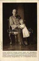 Seine Majestät Kaiser Franz Josef mit Erzherzog Franz Josef Otto, Sohn des Erzherzog-Thronfolgers / Őfelsége Ferenc József császár és Ferenc József Ottó főherceg trónörökös / Franz Joseph I of Austria with Crown Prince Habsburg Otto. Phot. Kosel (Wien)