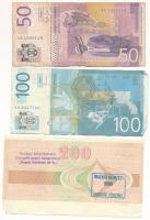 Szerbia 2005. 50D + 2013. 100D + NDK 1989. utazási csekk 200M értékben a "Magyar Nemzeti Bank&q...