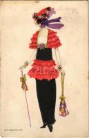 1918 Viennese Art Nouveau / Mode. B.K.W.I. 188-2. s: Mela Koehler (EK)