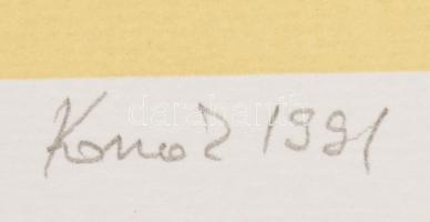 Konok Tamás (1930-2020): Geometrikus kompozíció, 1991. Szitanyomat, papír, jelzett. Számozott: 21/40...