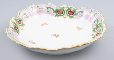 Alt Wien kerek kínáló. Kézzel festett, kopással, jelzett, d: 29 cm