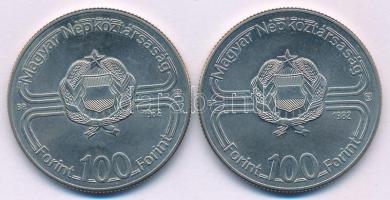 1982. 100Ft Cu-Ni "Labdarúgó világbajnokság 1982" (2x) T:UNC kis patina Adamo EM68
