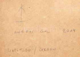 Gál András (1968): Cím nélkül / Zöld (Untitled/Green), 2014. Olaj, farost, jelzett a hátoldalán, 30x...