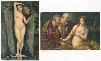 24 db RÉGI Stengel litho művész motívum képeslap albumban, közte erotikus lapok is / 24 pre-1945 Ste...